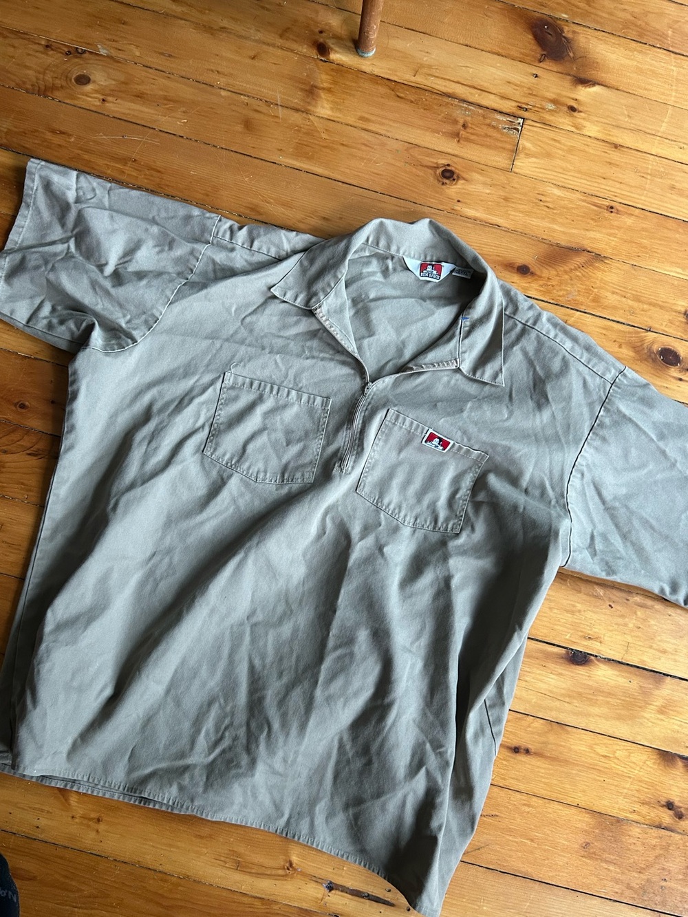 Ben Davis 1/4 Zip Pullover Shirt Made in USA tan Size xxxl vintage